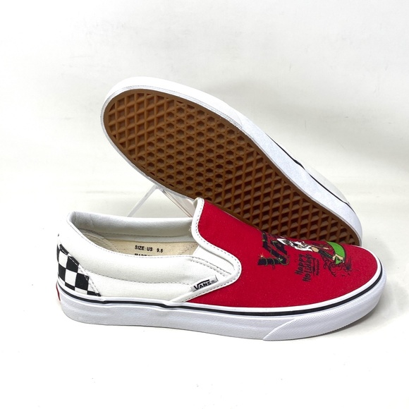VANS Slip On Sneakers White Red Canvas Shoes Men Skate Low Top Custom Alsu01245 - Picture 11 of 11
